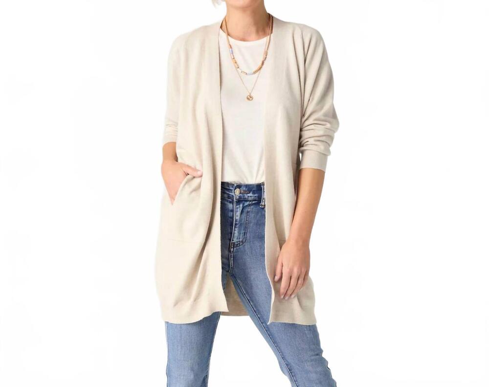 NEW COCO + CARMEN lightweight heavenly-luxe 3/4 sleeve cardigan with pockets in
